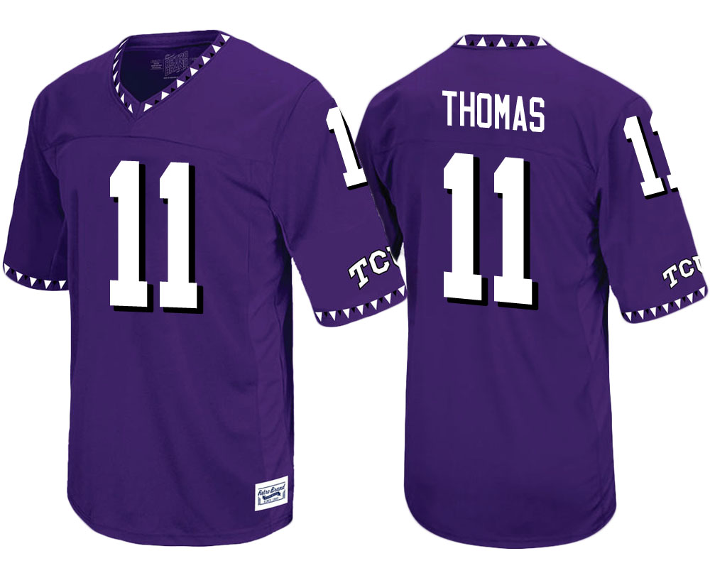 tcu horned frogs purple dylan thomas throwback college football jersey