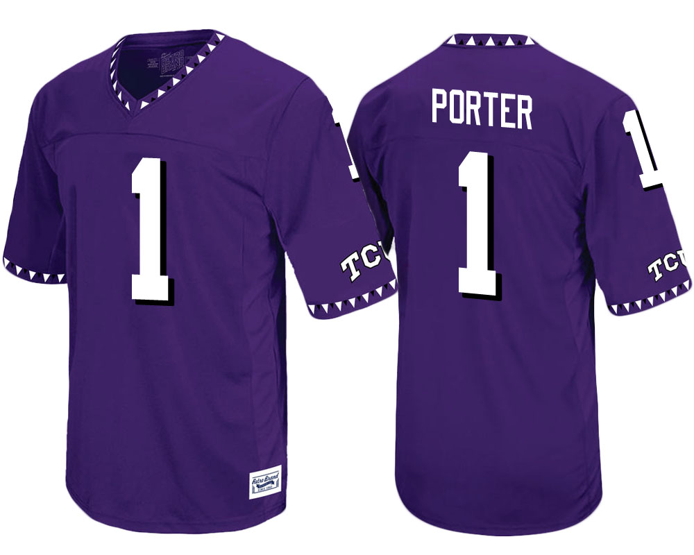 tcu horned frogs purple emanuel porter throwback college football jersey