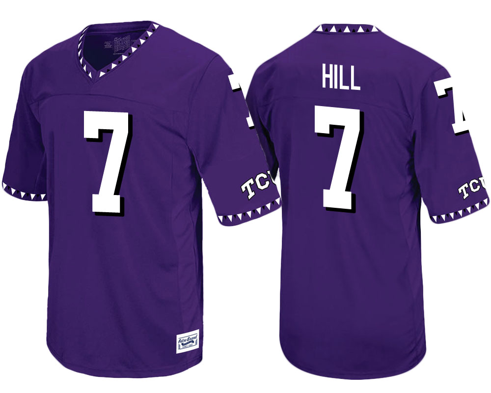 tcu horned frogs purple kenny hill throwback college football jersey