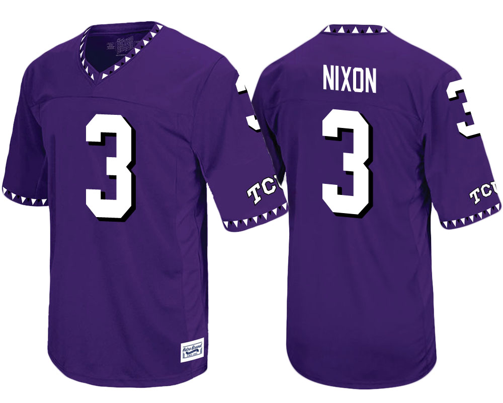 tcu horned frogs purple shaun nixon throwback college football jersey