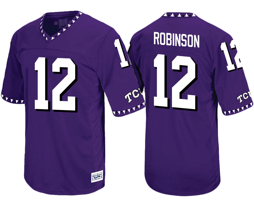 tcu horned frogs purple shawn robinson throwback college football jersey