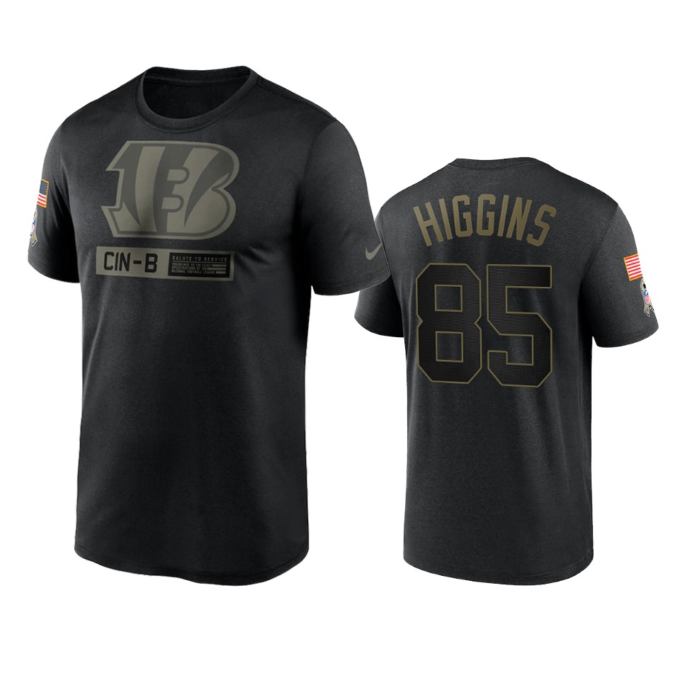 tee higgins bengals black 2020 salute to service team logo t shirt