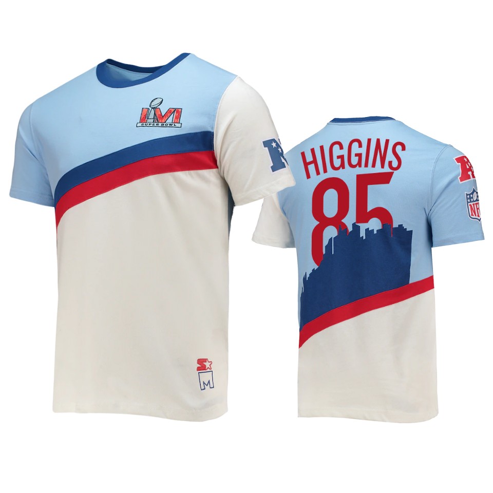tee higgins cincinnati bengals white super bowl lvi pacific t shirt