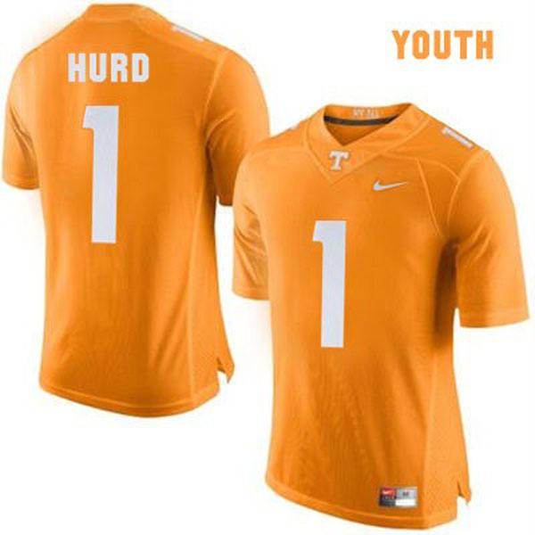 tennessee volunteers 1 jalen hurd orange football youth jersey