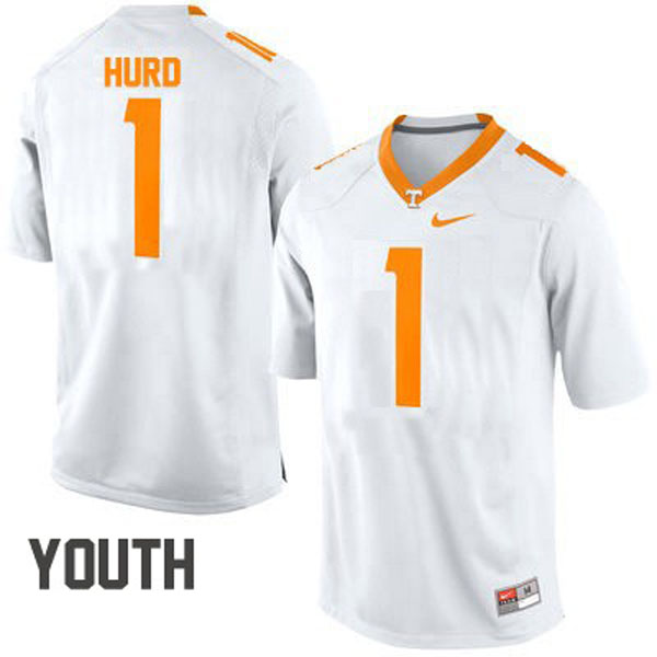 tennessee volunteers 1 jalen hurd white football youth jersey