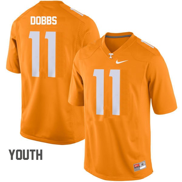 tennessee volunteers 11 joshua dobbs orange football youth jersey
