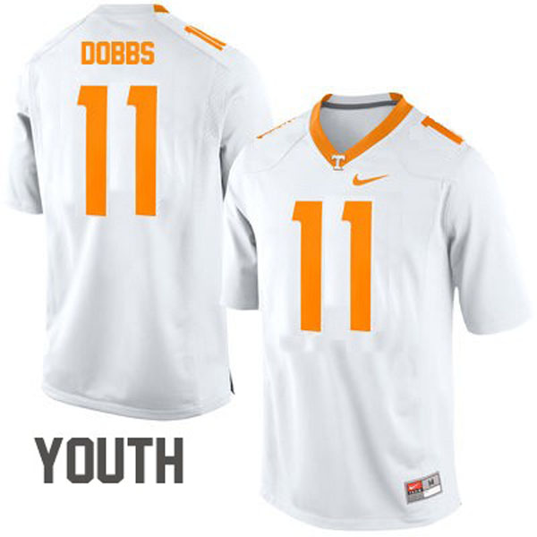 tennessee volunteers 11 joshua dobbs white football youth jersey