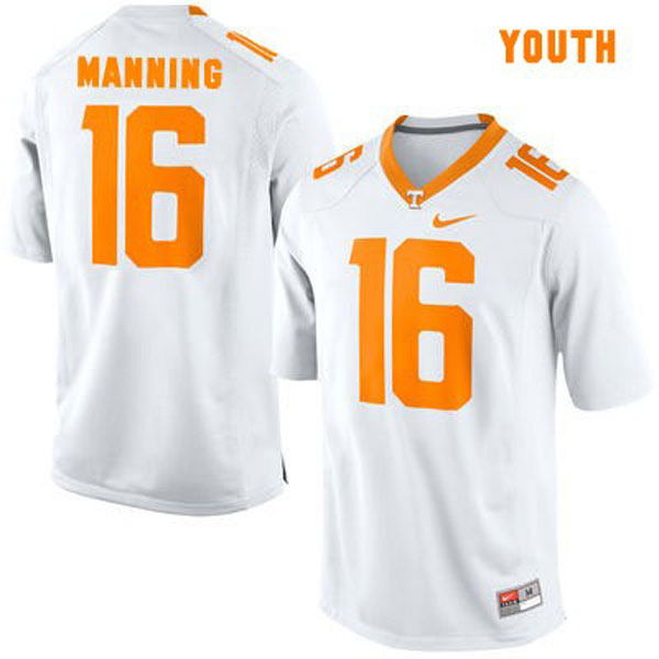 tennessee volunteers 16 peyton manning white football youth jersey