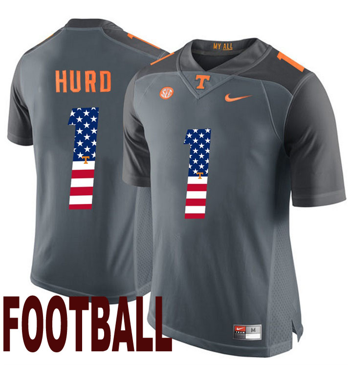 tennessee volunteers gray 1 jalen hurd usa flag college football fashion jersey