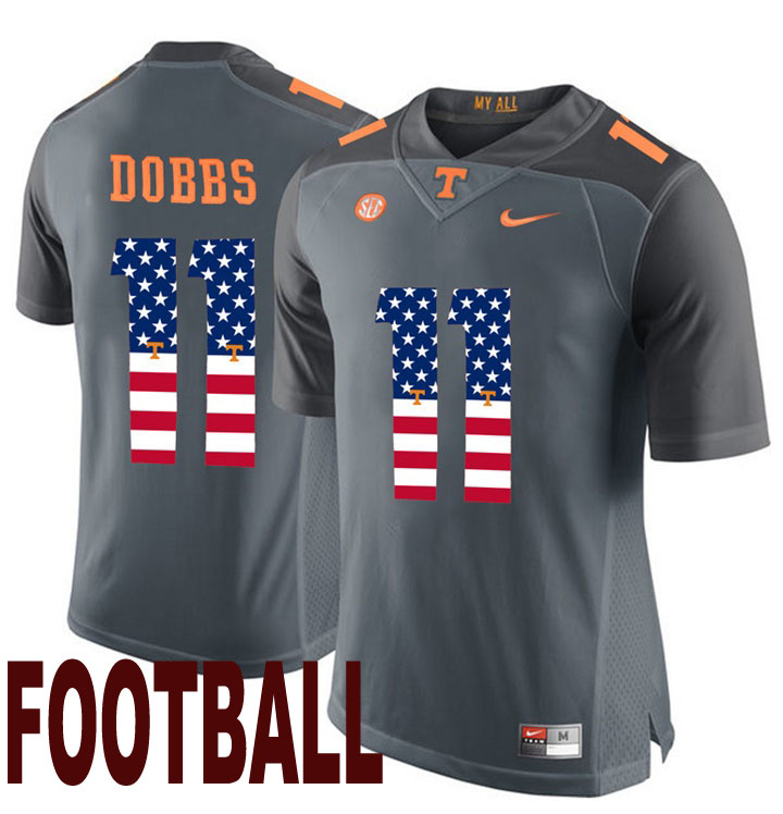 tennessee volunteers gray 11 joshua dobbs usa flag college football fashion jersey