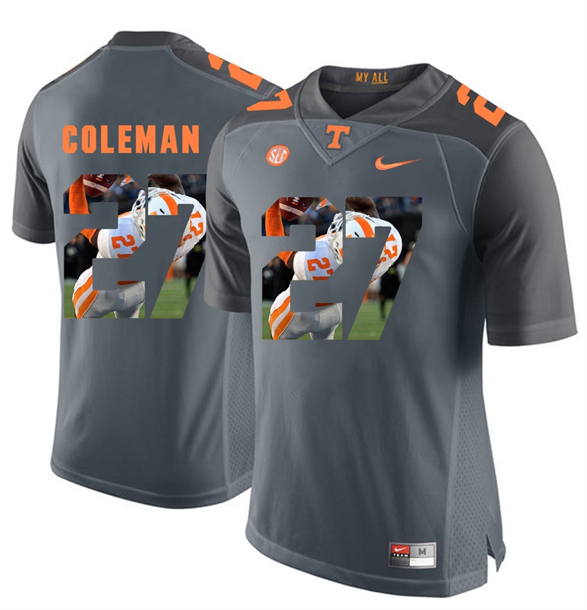 tennessee volunteers grey justin coleman player fashion jersey