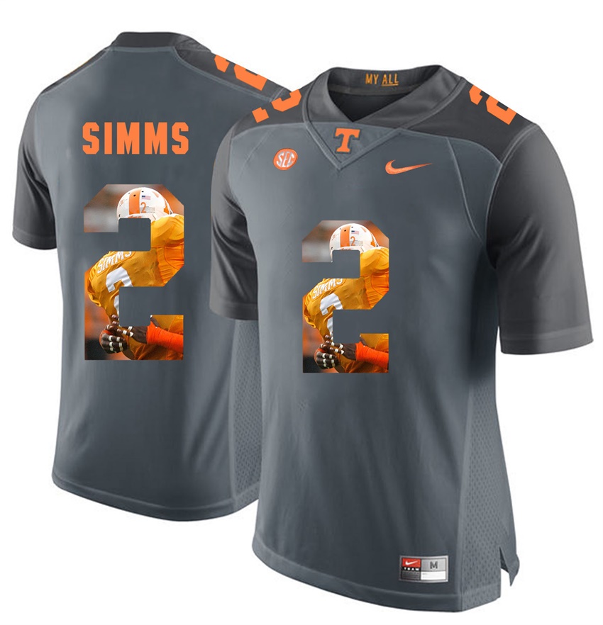 tennessee volunteers grey matt simms player fashion jersey