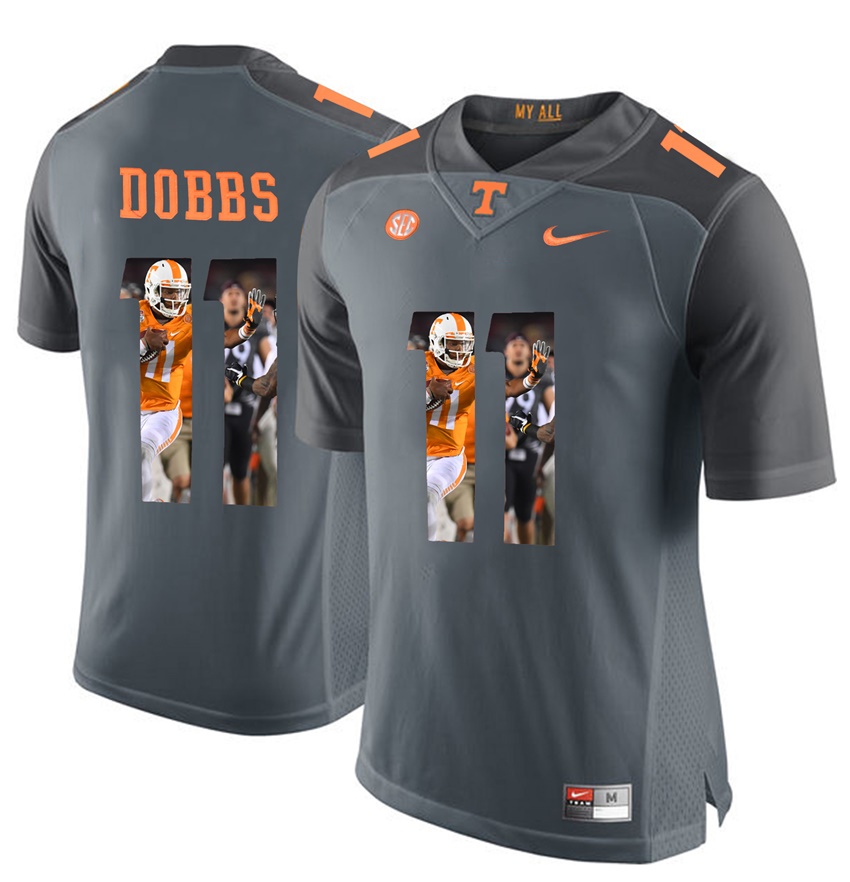 tennessee volunteers grey oshua dobbs player fashion jersey