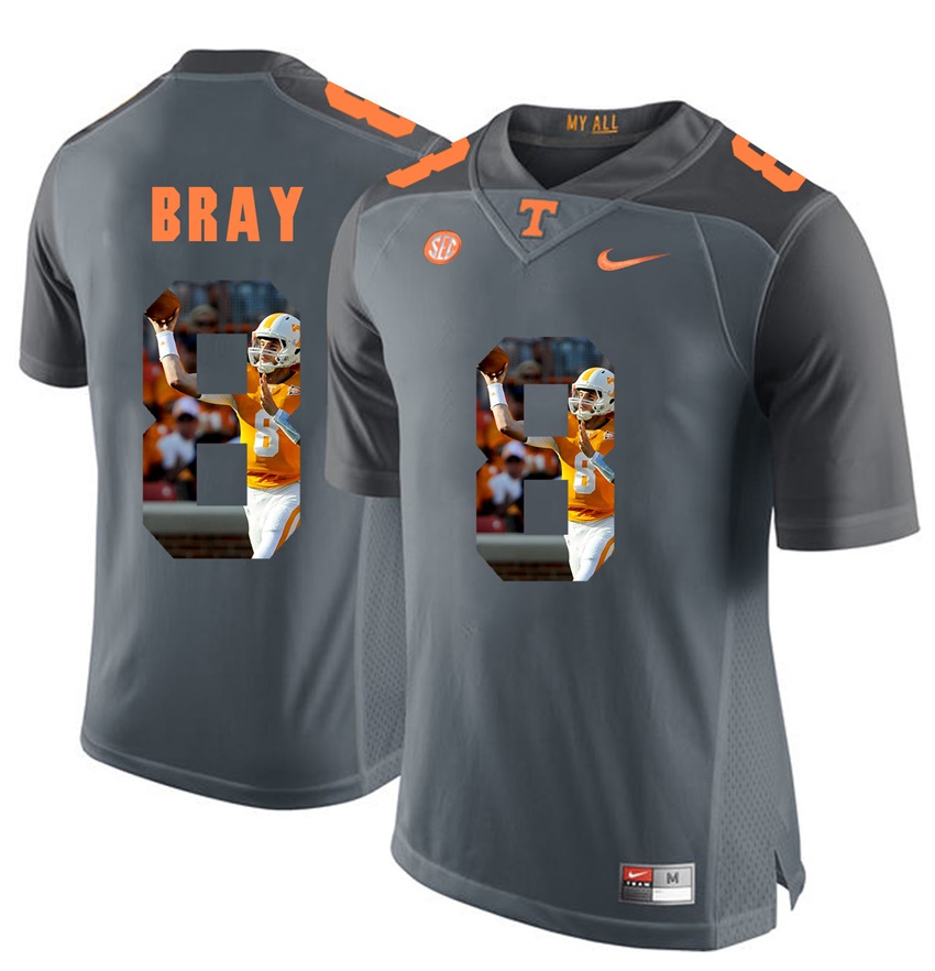 tennessee volunteers grey tyler bray player fashion jersey