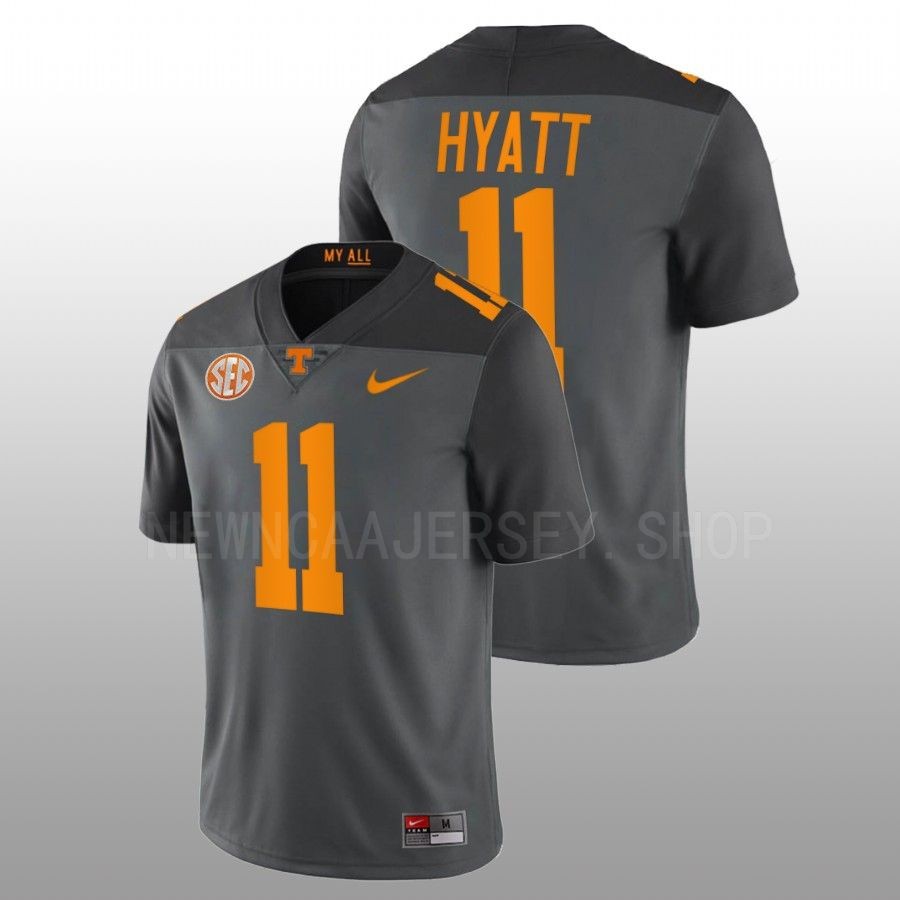 tennessee volunteers jalin hyatt grey smokey grey series football jersey