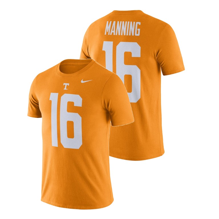 tennessee volunteers nike football performance peyton manning tennessee orange name and number men's t shirt