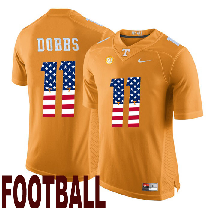 tennessee volunteers orange 11 joshua dobbs usa flag college football fashion jersey
