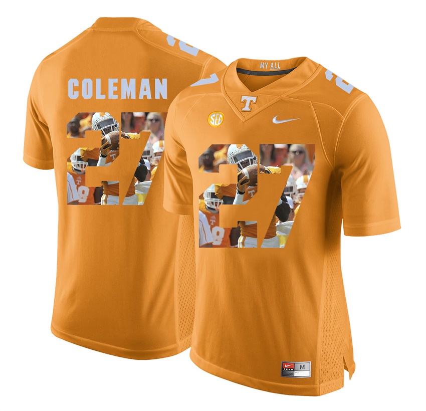 tennessee volunteers orange justin coleman player fashion jersey