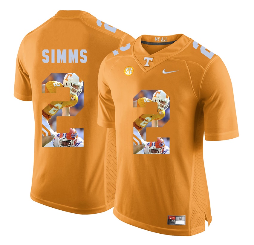 tennessee volunteers orange matt simms player fashion jersey