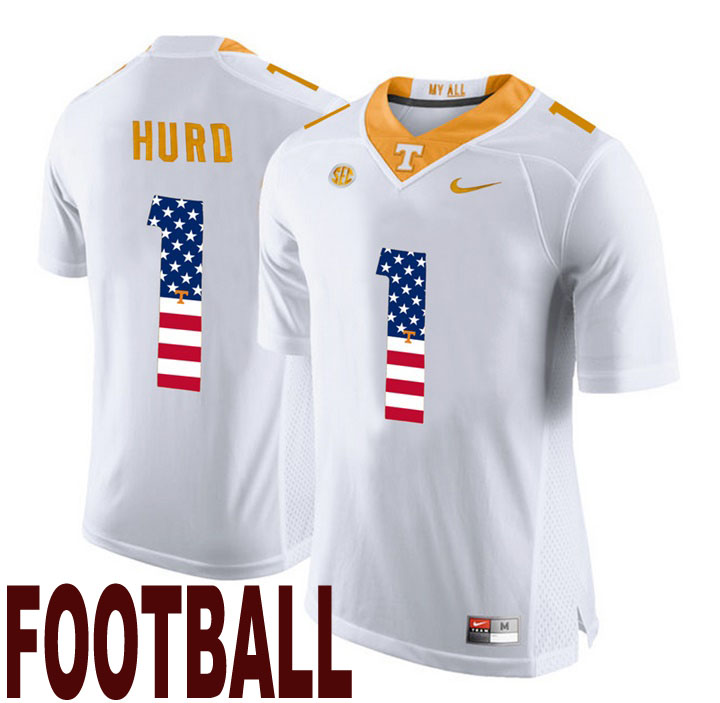 tennessee volunteers white 1 jalen hurd usa flag college football fashion jersey