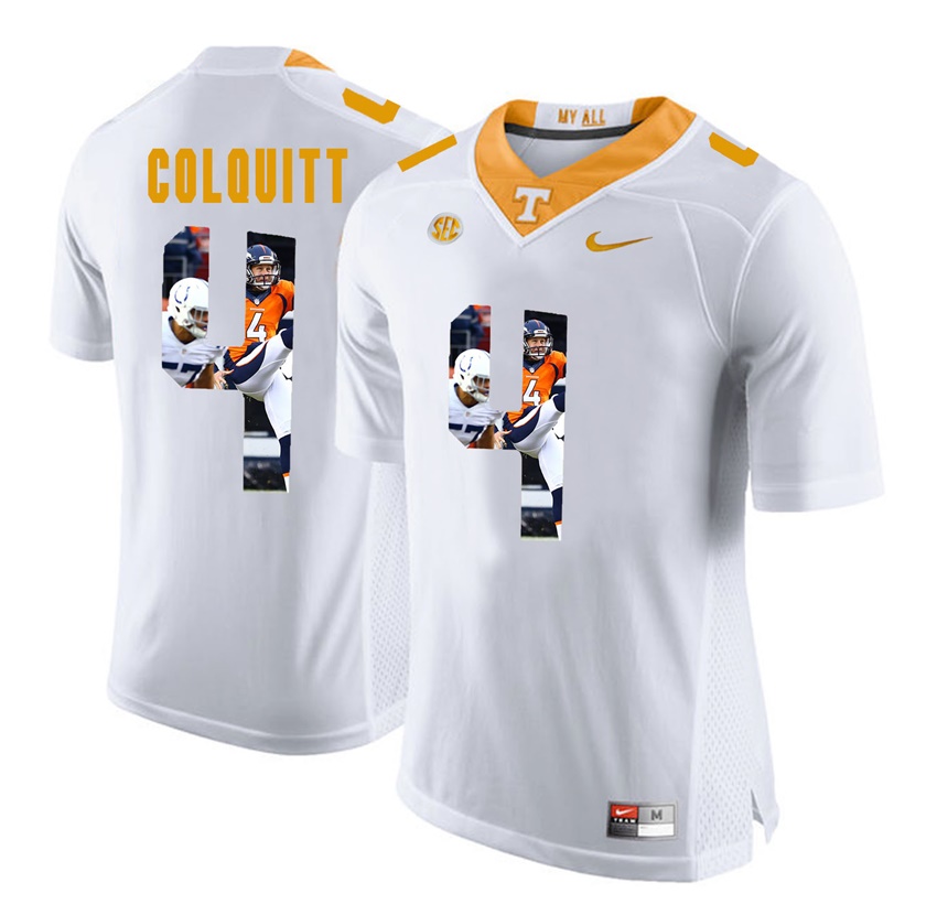 tennessee volunteers white britton colquitt player fashion jersey