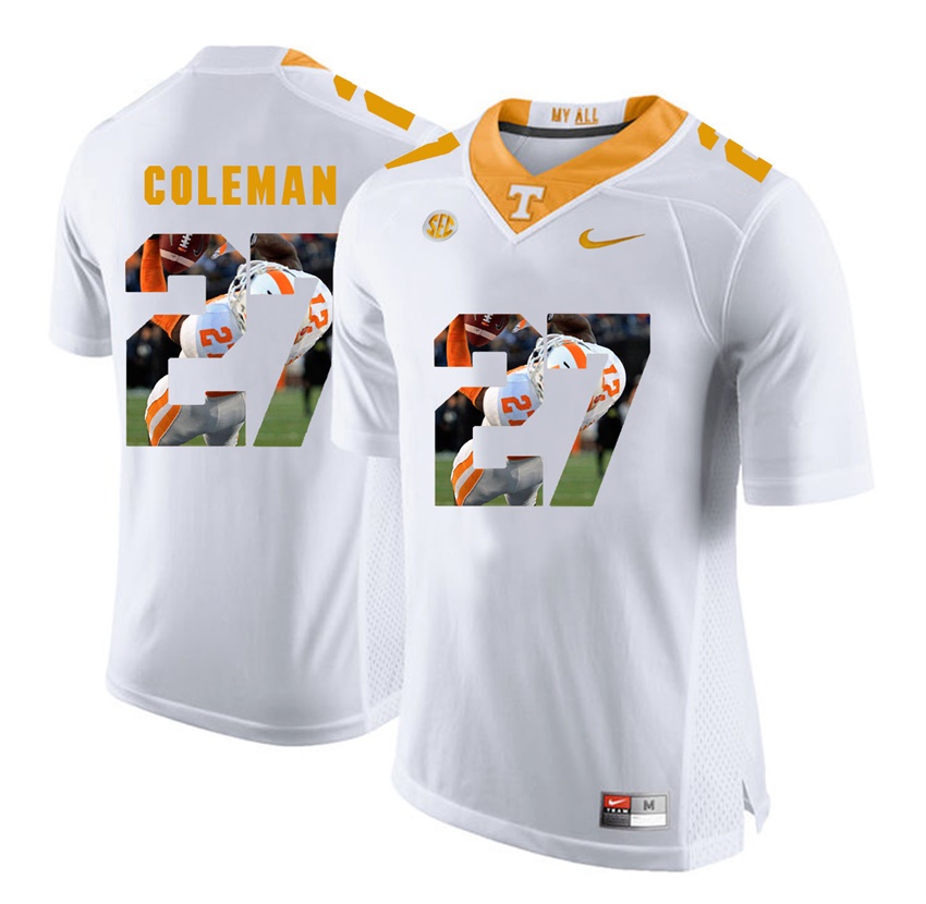 tennessee volunteers white justin coleman player fashion jersey