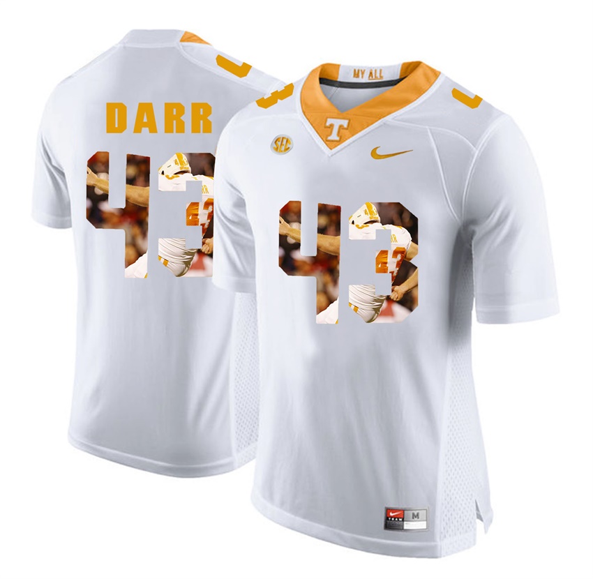 tennessee volunteers white matt darr player fashion jersey