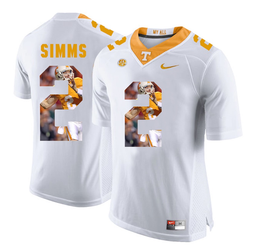 tennessee volunteers white matt simms player fashion jersey