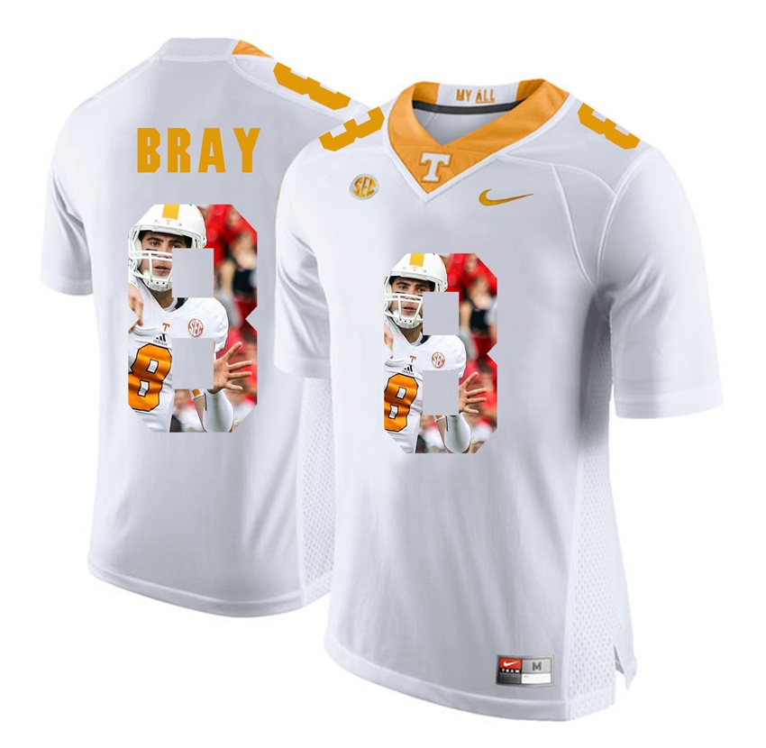 tennessee volunteers white tyler bray player fashion jersey