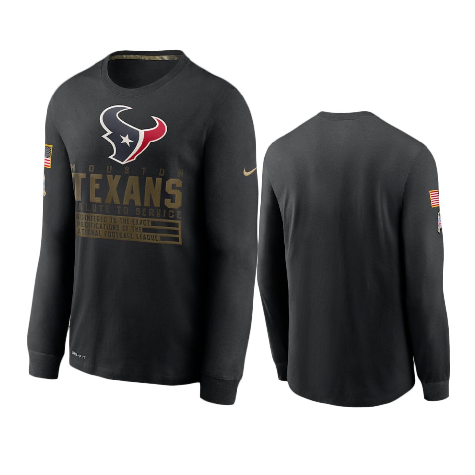 texans black 2020 salute to service sideline performance long sleeve t shirt