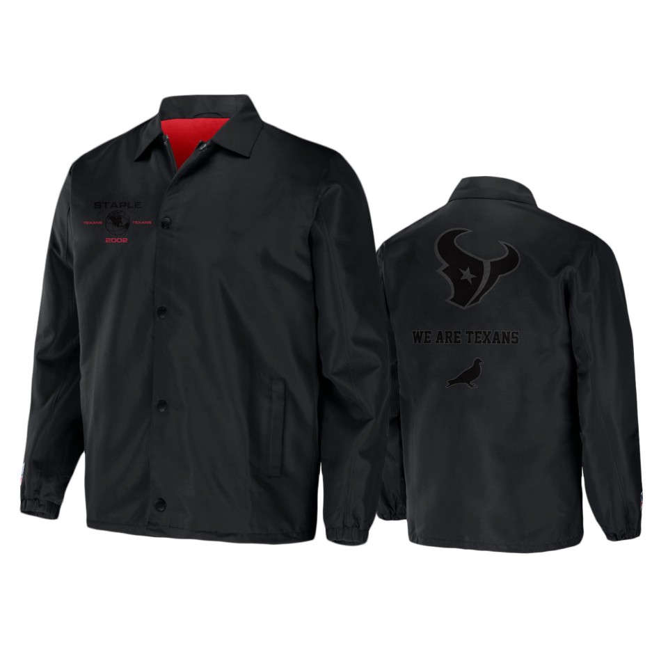 texans black staple coaches full snap jacket