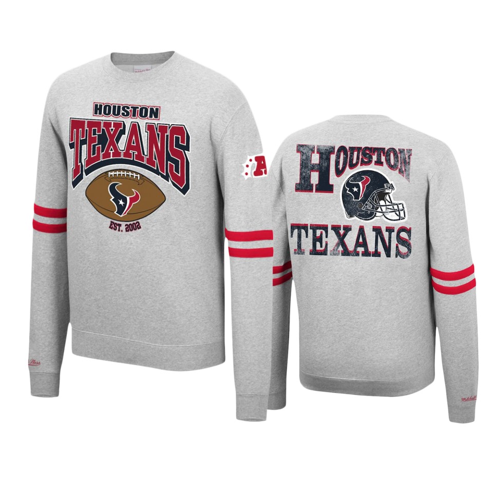 texans heathered gray allover fleece pullover sweatshirt
