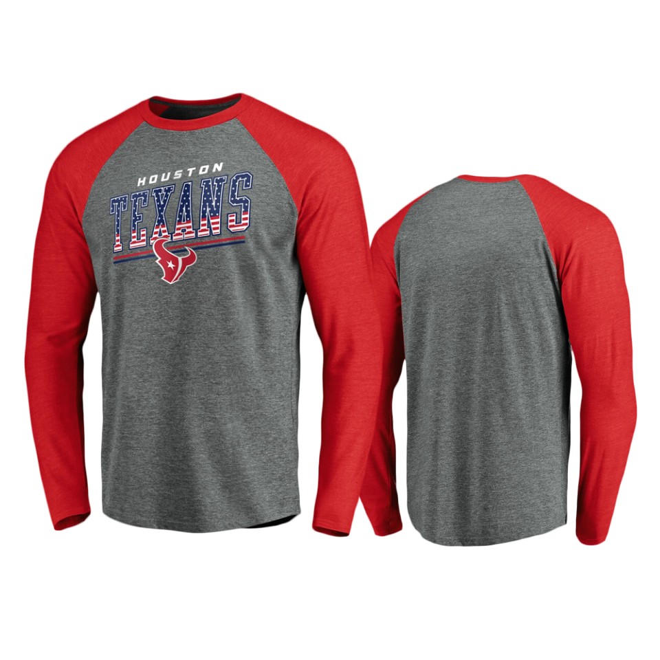 texans heathered gray team freedom tri blend raglan t shirt