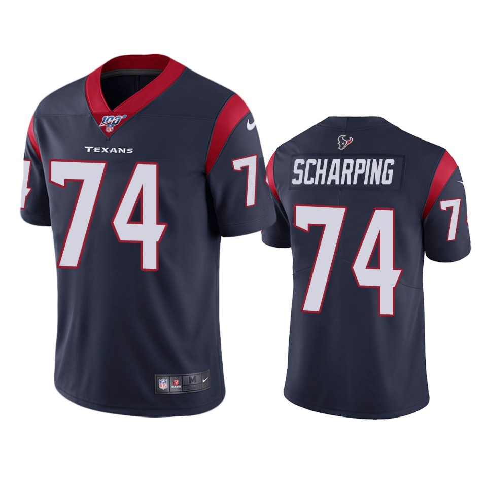 texans max scharping navy limited 100th season jersey