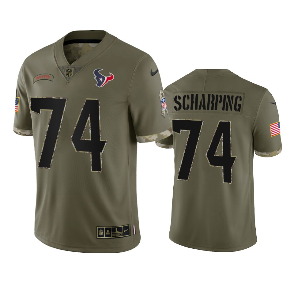 texans max scharping olive limited 2022 salute to service jersey