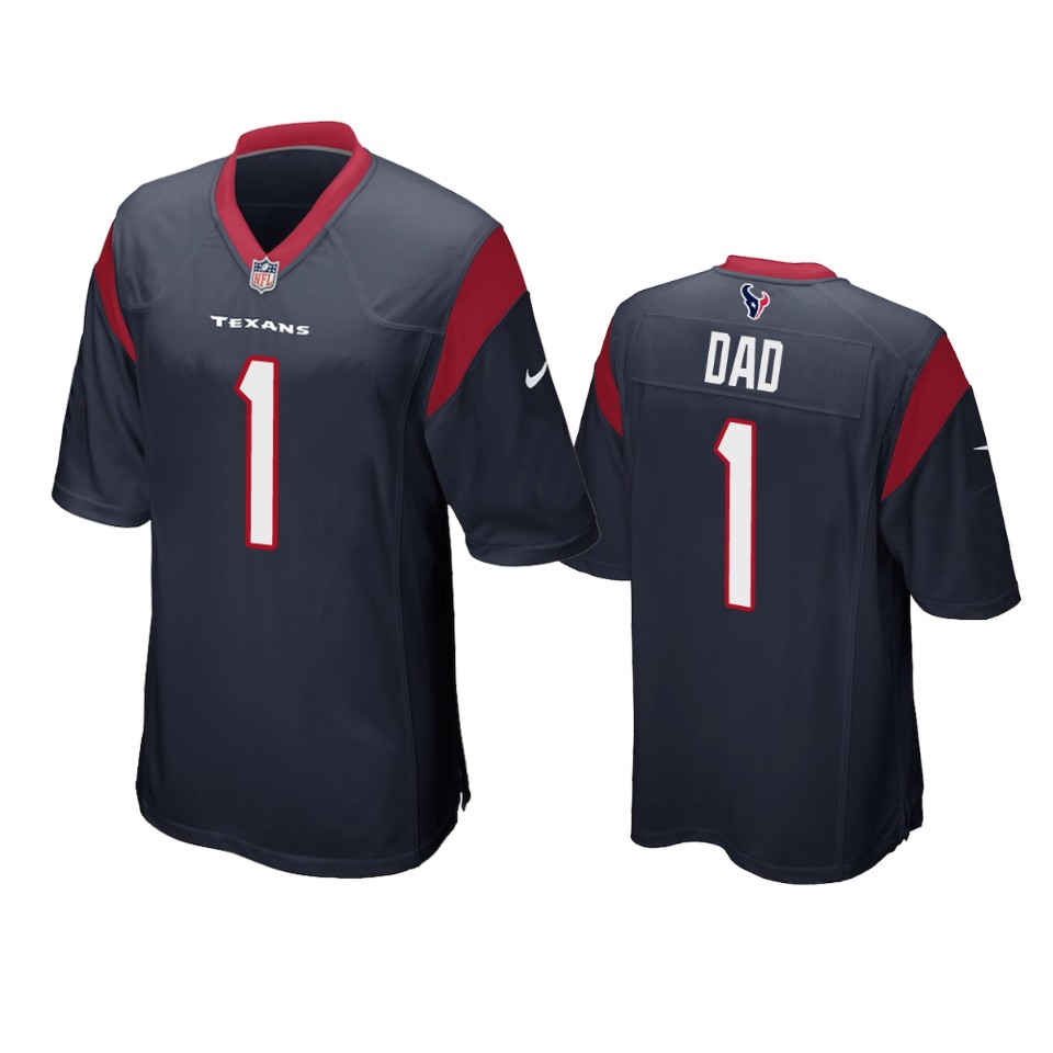 texans navy 2019 father's day number 1 dad jersey