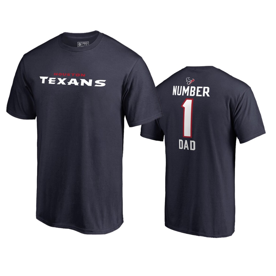 texans navy 2019 father's day number 1 dad t shirt