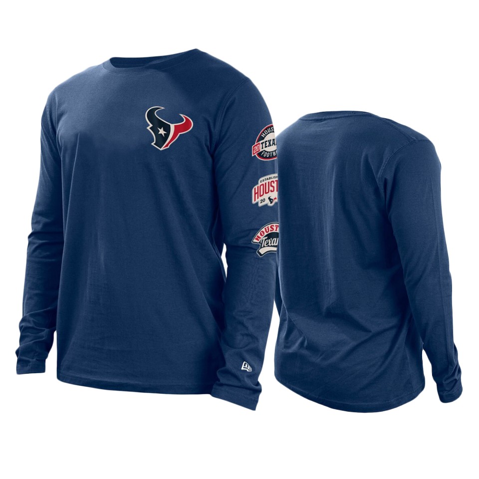 texans navy hype 2 hit long sleeve t shirt