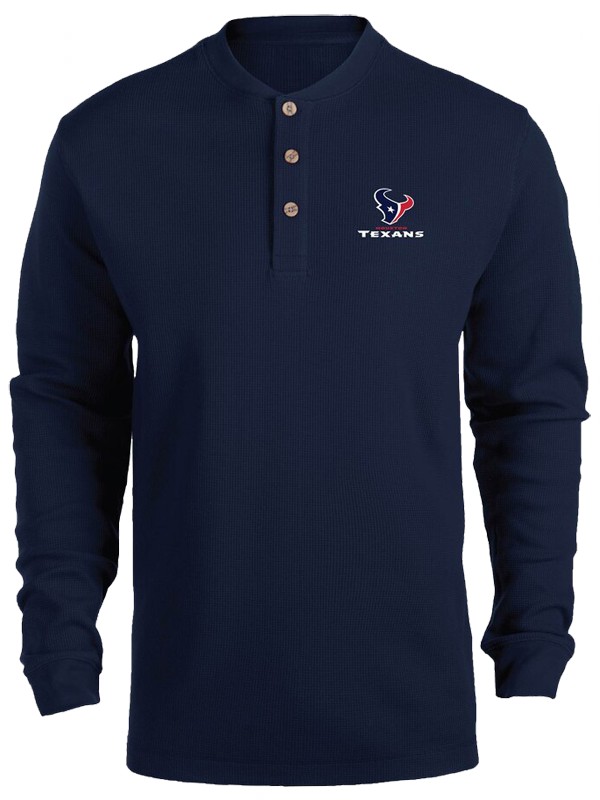 texans navy maverick thermal henley t shirt