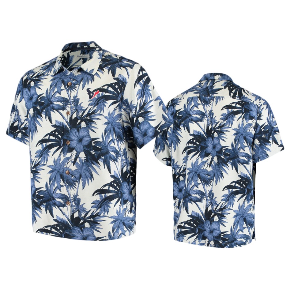 texans navy sport harbor island hibiscu camp shirt