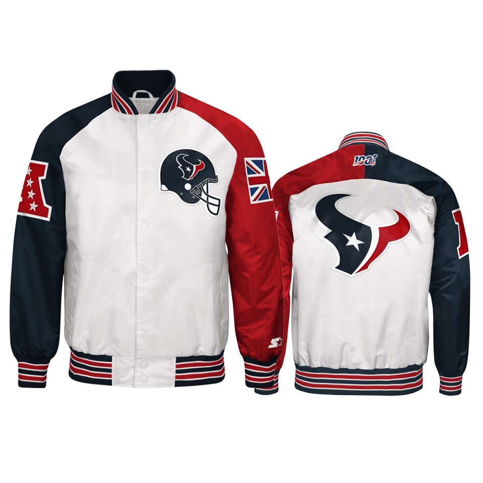 texans white 2019 nfl london game nfl 100 full zip jacket