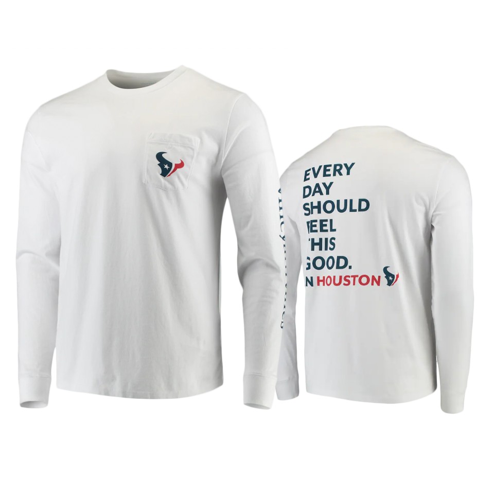 texans white feel good long sleeve t shirt