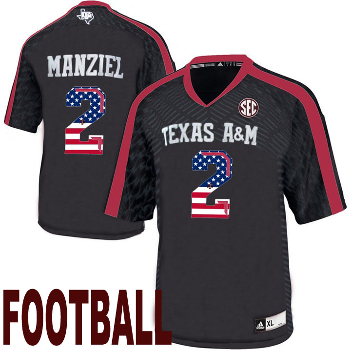 texas a&m aggies black 2 johnny manziel usa flag college football fashion jersey