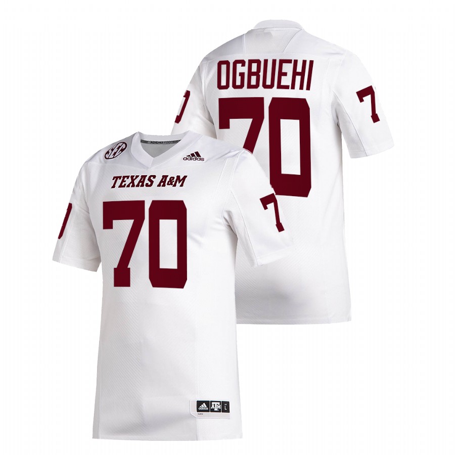 texas a&m aggies cedric ogbuehi white college football alumni jersey