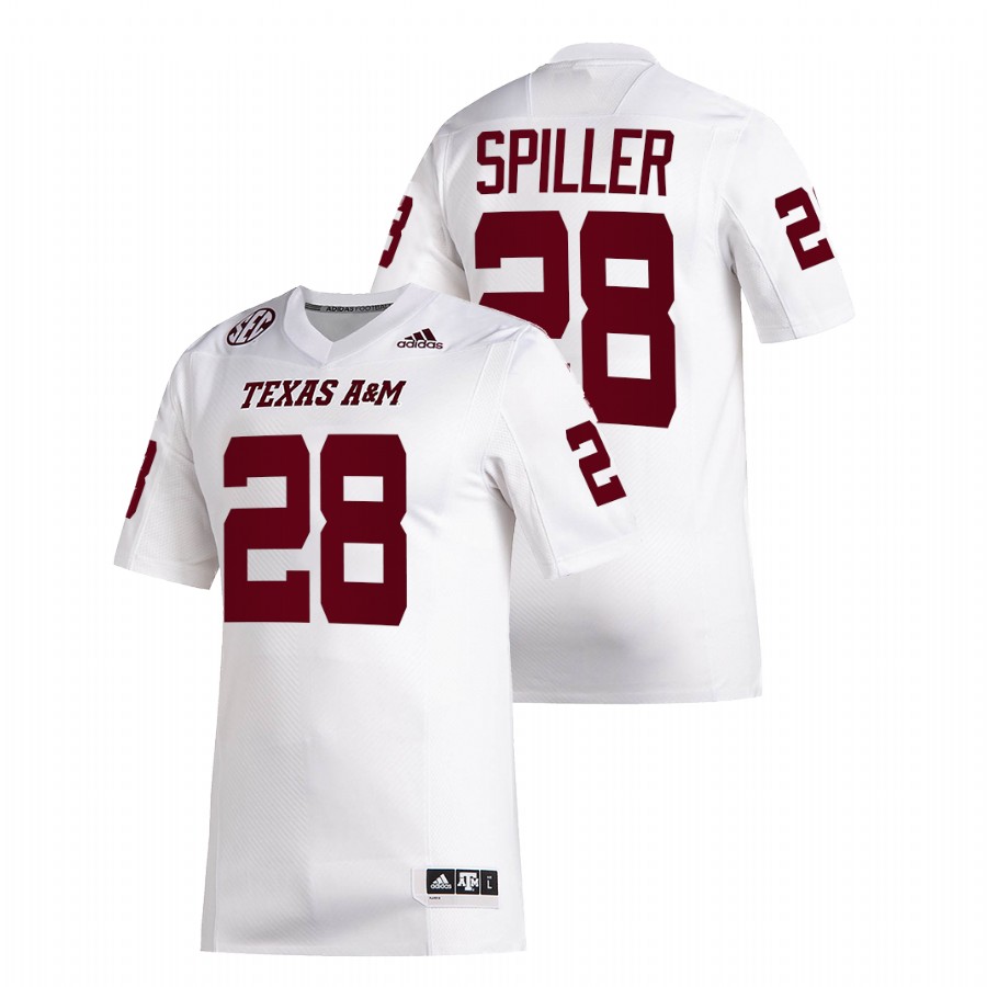 texas a&m aggies isaiah spiller white college football jersey