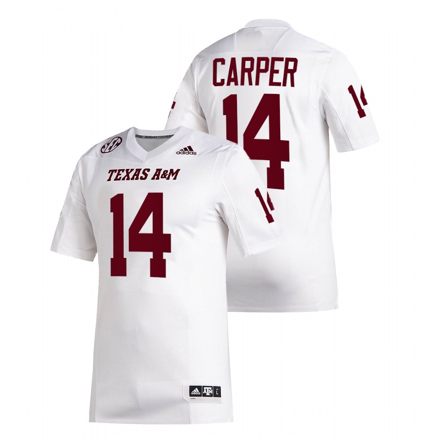 texas a&m aggies keldrick carper white college football jersey