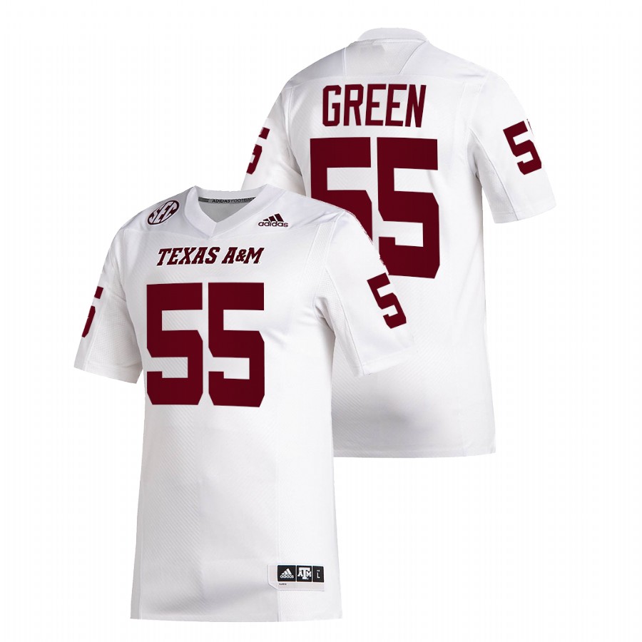 texas a&m aggies kenyon green white college football jersey