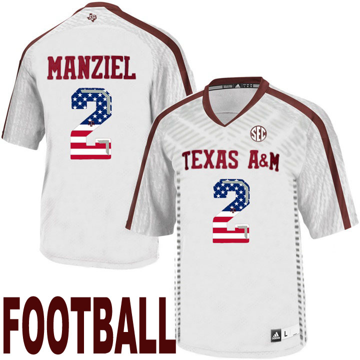 texas a&m aggies white 2 johnny manziel usa flag college football fashion jersey