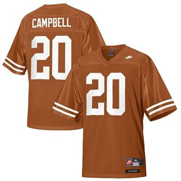 texas longhorns 20 earl campbell orange football youth jersey