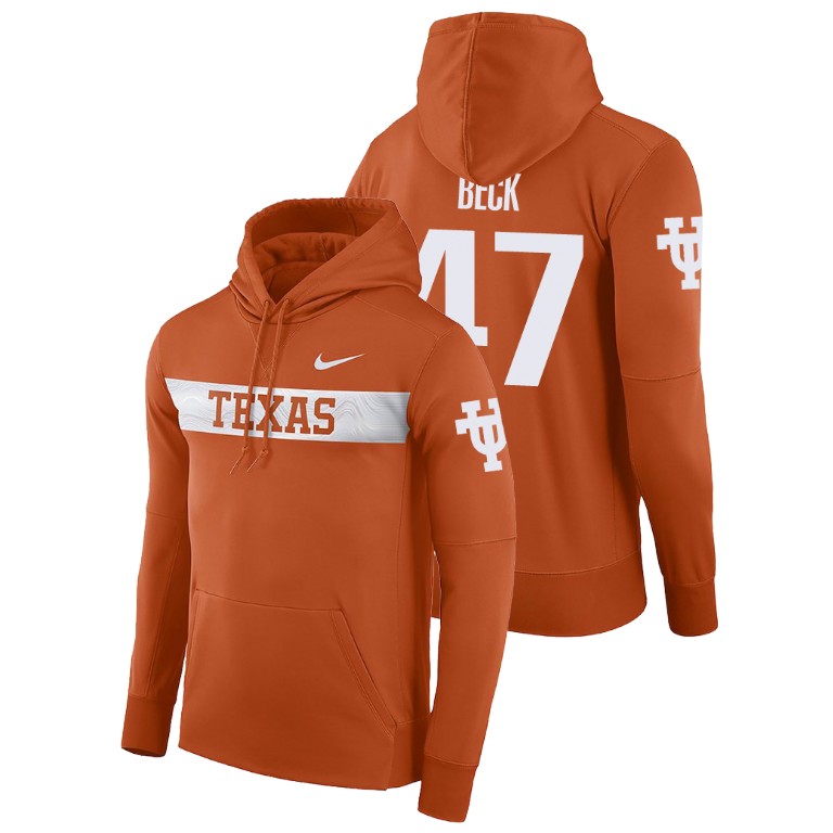 texas longhorns football performance andrew beck texas orange sideline seismic men's hoodie